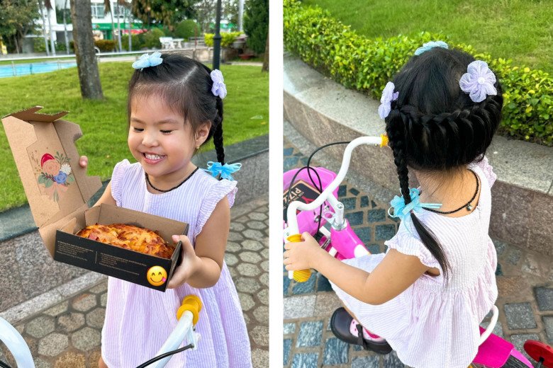 Đàm Thu Trang bầu vượt mặt vẫn chăm làm tóc cho con gái, mỗi ngày 1 kiểu, Lisa giữ kiểu tóc Na Tra quanh năm - 9
