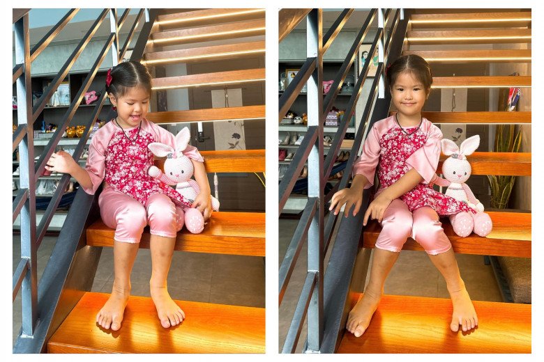 Con gái Lê Phương mặc đồ &#34;vượt size&#34;, 4 tuổi &#34;nhổ giò&#34; như người mẫu, biết tự phối đồ đi học - 2