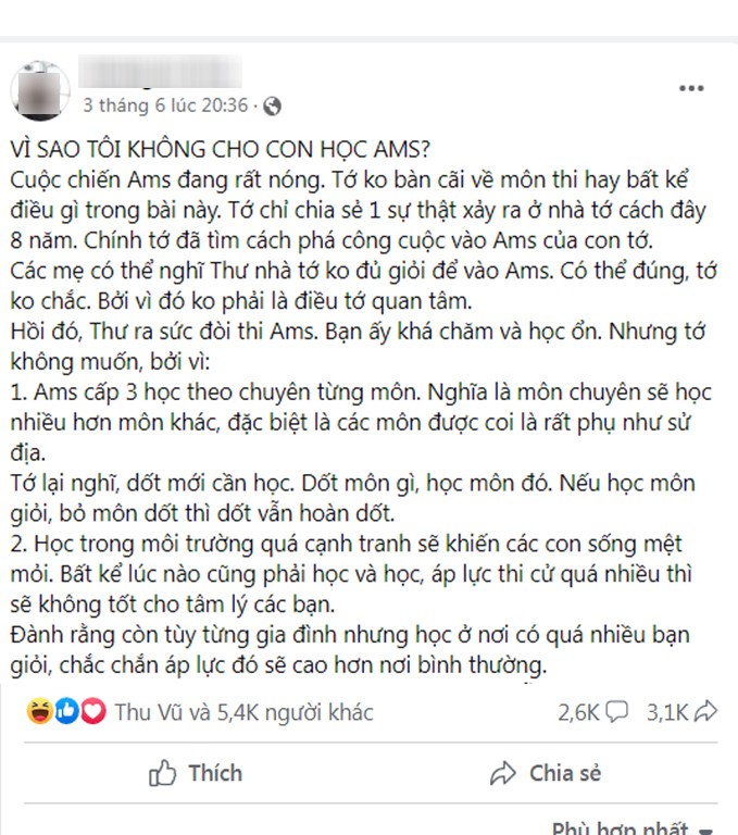 Người mẹ là chuyên gia giáo dục đưa ra &#34;4 lý do không cho con học trường Ams&#34; làm nổ ra cuộc tranh cãi trên MXH - 1