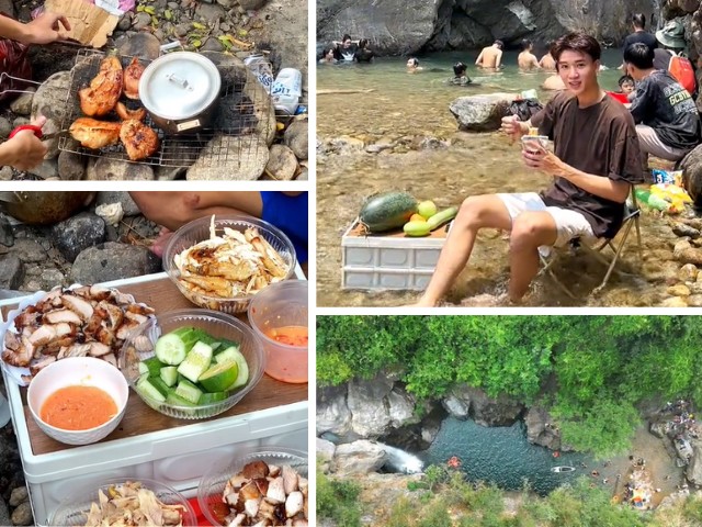 Giải nhiệt mùa hè với suối mát Khe Răm, vừa picnic thư giãn, vừa thưởng thức đặc sản &#34;thịt nướng bô xe&#34; - 4