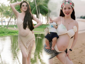 Bầu vượt mặt, Chu Thanh Huyền diện bikini xuyên thấu thả dáng hậu tăng 10kg