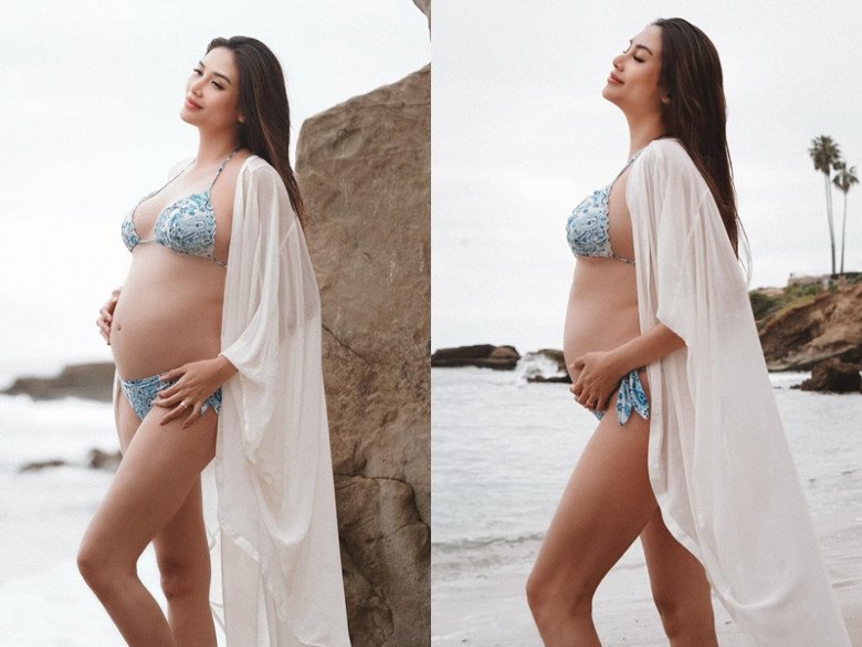 Tăng 10kg khi mang thai với chồng hơn 12 tuổi, &#34;mỹ nhân năm 2020&#34; tự tin diện lại bikini 5 năm trước - 3