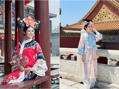Bầu 6 tháng, Hoa hậu Việt Nam vẫn hóa thân thành "Hoàn Châu cách cách" xinh rạng rỡ ở Tử Cấm Thành