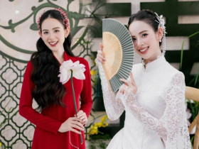 Hai mẫu áo dài cưới đặc biệt của cô dâu hot girl hơn 700.000 người theo dõi nổi đình đám mạng xã hội Việt