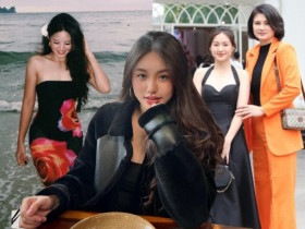 Con gái "hoa khôi bóng chuyền" Kim Huệ lấy hết nét đẹp của mẹ, 13 tuổi cao gần 1m70, bắp tay rắn chắc, mặt đẹp như hoa hậu