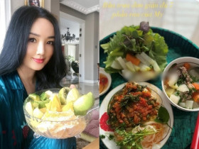Hoa hậu Đền Hùng Giáng My ở biệt thự 1000m2 ăn đơn sơ toàn rau với tô hoa quả duy trì vẻ đẹp không tuổi