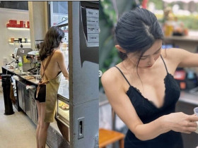 "Ngộp thở" trước màn khoe vòng 1 lấp ló của loạt cô hàng nước khiến dân tình ngại chín mặt