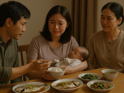 Về quê sinh con, hành động bất ngờ của anh chồng trong bữa cơm hé lộ bí mật về người con gái khác
