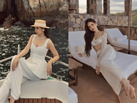 Đi biển không mặc bikini, "dâu hào môn" Phanh Lee lên đồ chứng minh khí chất chuẩn phu nhân hào môn