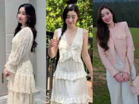 Phong cách ăn mặc kín đáo chuẩn dâu hào môn của Hoa hậu Đỗ Mỹ Linh, được khen tinh tế ở một điểm