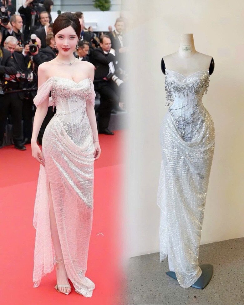 2 chiếc váy dạ hội từ Việt Nam tỏa sáng rực rỡ trên thảm đỏ Cannes - 10