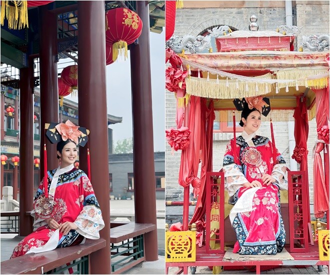 Bầu 6 tháng, Hoa hậu Việt Nam vẫn hóa thân thành &#34;Hoàn Châu cách cách&#34; xinh rạng rỡ ở Tử Cấm Thành - 1