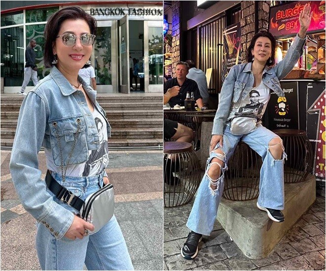 MC đình đám showbiz vác nhiều vali quần áo khi đi du lịch với chồng cũ, 60 tuổi vẫn trẻ như gái 25 - 14