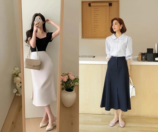 Những cô nàng theo đuổi phong cách thanh lịch mặc áo phông, sơ mi với chân váy thế nào? Họ luôn áp dụng 3 quy tắc - 1
