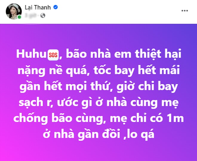 Thanh Bi - tình cũ Quang Lê cầu cứu vì nhà tốc mái, mất liên lạc với mẹ giữa bão Yagi - 1