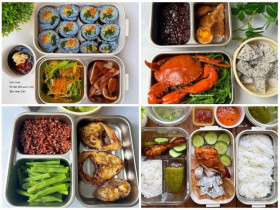 Có bầu 6 tháng mẹ đảm vẫn dậy từ 5h sáng nấu cơm mang đi làm, nhìn 30 bữa ngập món ngon chị em văn phòng cũng phải trầm trồ