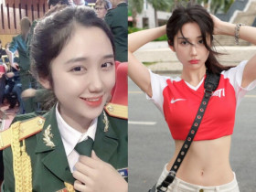 "Hot girl quân nhân" xinh như búp bê sống, bị nhầm là gái Hàn, chăm mặc gợi cảm khoe vòng eo con kiến bé xíu