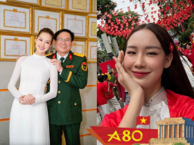 Hoa hậu cao gần 1m90 tham gia Tổng duyệt A80 có bố Đại tá, mẹ làm bác sĩ, là nàng hậu Việt duy nhất làm được điều này