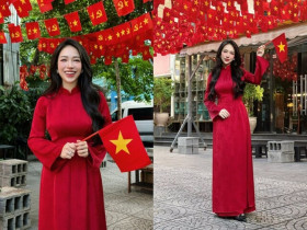 Ái nữ đại gia Minh "Nhựa" mặc áo dài đón lễ 2/9 khoe dáng thon gọn bất ngờ sau sinh con thứ 4