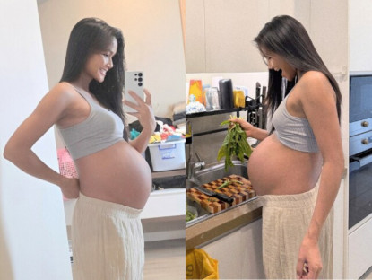 HH H’Hen Niê khoe bụng bầu căng tròn trước ngày “nằm ổ”, tự ngắm cơ thể thay đổi mỗi ngày cũng đủ hạnh phúc