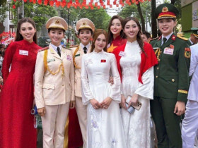 Khung ảnh dàn mỹ nhân "tinh hoa hội tụ" hot nhất nhì tại A80: Từ Hoa hậu đến nữ công an đẹp rực rỡ, không ai kém ai