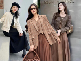 Bí quyết phối áo khoác cùng váy mùa thu giúp nàng mét rưỡi tránh bị “nuốt dáng”, tôn chiều cao và thời thượng