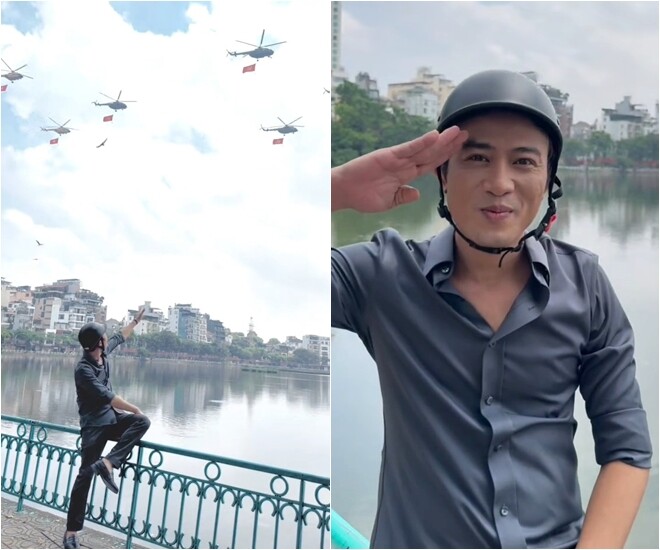 Doãn Quốc Đam đang quay vội bỏ đoàn ngắm dàn trực thăng diễn tập A80, Thu Quỳnh trầm trồ: &#34;Sĩ hết đời&#34; - 1
