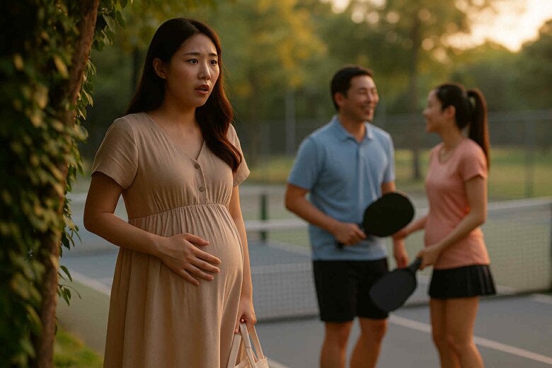 Vợ bầu sắp đẻ chồng vẫn mê pickleball, theo dõi sau sân tập tôi sốc nặng - 1
