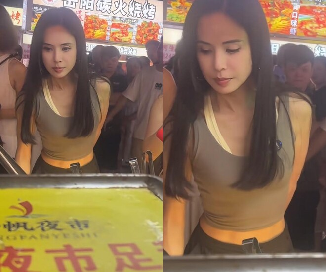 Bắt gặp nàng &#34;Tiểu Long Nữ&#34; U60 đi dạo chợ đêm, diện mạo như em gái 18 tuổi khiến cư dân mạng ngỡ ngàng - 1