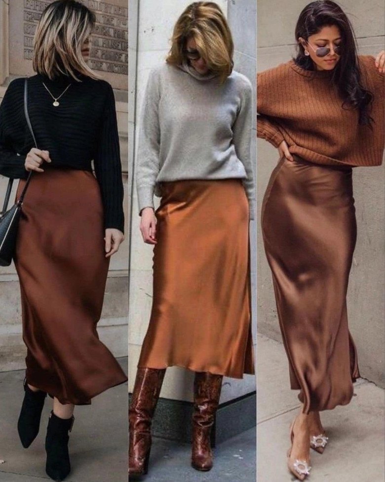 1001 cách phối chân váy lụa Satin, không phải phụ nữ Pháp vẫn sang chảnh trong từng hơi thở - 1