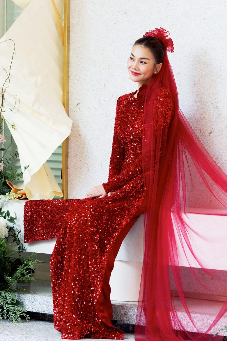 Cô dâu Thanh Hằng diện áo dài sequins, khoe sắc trong veo, sáng rực ngày về nhà chồng - 7