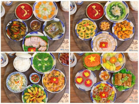 Mẹ đảm khoe loạt cơm yêu nước, mừng ngày giải phóng Thủ đô, nhìn mà muốn vào bếp nấu theo ngay