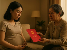 Mẹ chồng cũ đến thăm khi tôi mang bầu, bà đưa ra cuốn sổ đỏ khiến tôi bật khóc