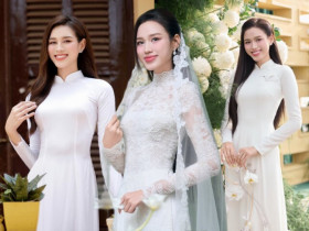 4 chiếc áo dài trắng đắt giá của "dâu hào môn" Đỗ Thị Hà 