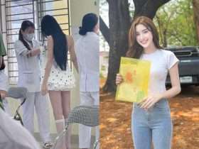 Phát hiện mỹ nhân da trắng dáng thon ngồi giữa một "rừng" nam giới khám quân sự, nhan sắc  được khuyên thi hoa hậu