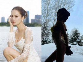 Hoa hậu quốc tế mặc bikini mỏng tang khoe body uốn lượn như cầu trượt dưới trời tuyết lạnh, không cần dùng AI để đu trend