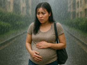 Ôm bụng bầu đi bộ dưới mưa về nhà, thấy chồng đang làm một việc khiến tôi chết lặng