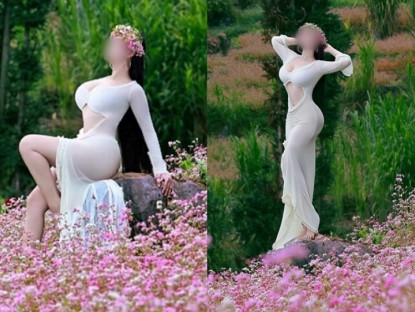 Nữ du khách mặc mốt "Can Lộ Lộ", tạo dáng phản cảm bên xe máy ở Hà Giang khiến nhiều người phẫn nộ