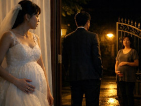 Đêm tân hôn, chưa kịp cởi váy cưới thì thấy người phụ nữ mang bầu chờ chồng tôi trước cổng