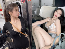 Vô tư phanh áo khoe vòng 1 đẫy đà trên tàu điện, máy bay, gái xinh khiến người xung quanh không dám nhìn thẳng