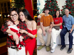 Sao Việt khoe ảnh Giáng sinh: NSƯT Vũ Luân bên con đầu lòng ở tuổi 53, quý tử cao 1m84 của Lê Phương như 