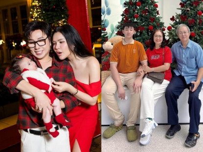 Sao Việt khoe ảnh Giáng sinh: NSƯT Vũ Luân bên con đầu lòng ở tuổi 53, quý tử cao 1m84 của Lê Phương như "người khổng lồ"