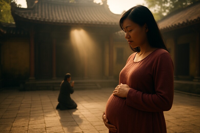 Gặp mẹ chồng cũ đi chùa cầu cháu, tôi ôm bụng bầu đến chào khiến bác tái mặt - 1