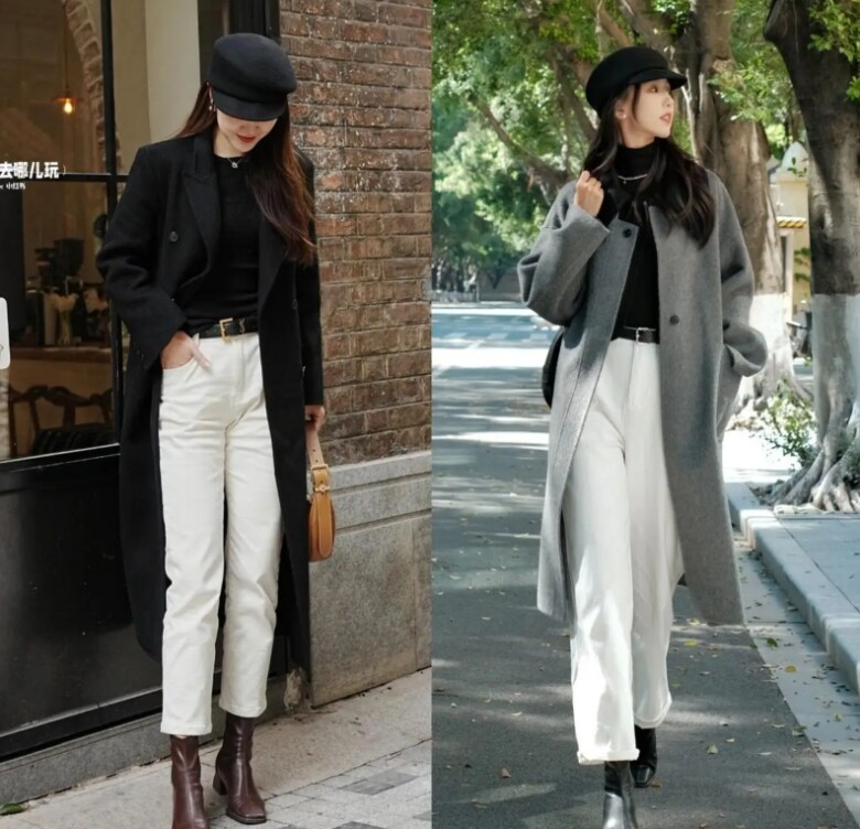 Không phải quần ống rộng hay legging, đây là kiểu quần mặc với áo khoác dài đẹp nhất giúp kéo chân dài cả mét - 7