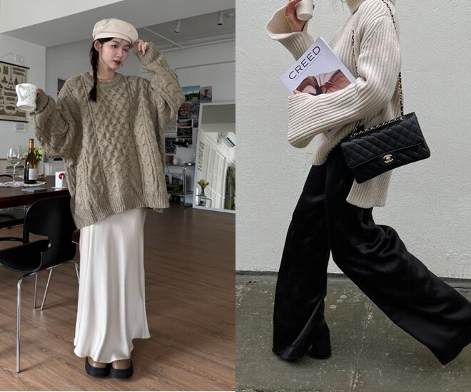 Tại sao người sành ăn mặc luôn chọn áo len lớn hơn 1 cỡ? Bí quyết giúp chị em thu gọn vóc dáng chính là đây - 1