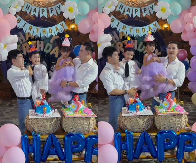 Thanh Đoàn và Hà Trí Quang làm sinh nhật hoành tráng cho 2 con chung, khoe ông nội tự tay trang trí tiệc cho cháu - 1