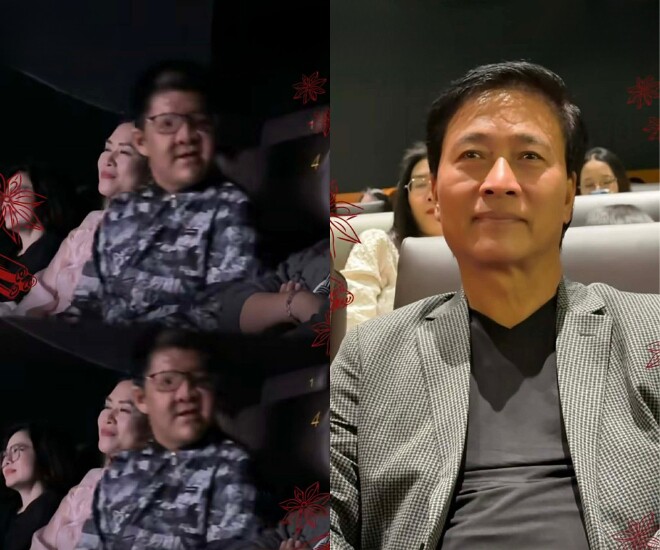 Bôm - con trai diễn viên Quốc Tuấn đi xem phim của bố đóng, khoảnh khắc lén nhìn đấng sinh thành gây xúc động - 2