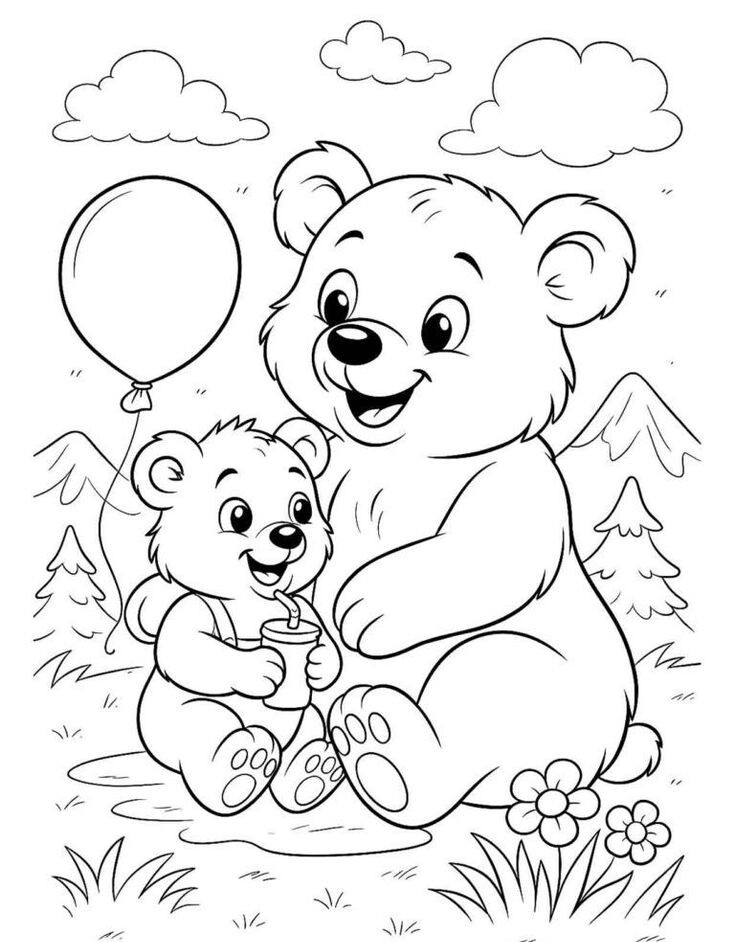 20 bức tranh tô màu chú gấu "siêu dễ thương", giúp bé chơi vui và phát triển trí tưởng tượng - 2