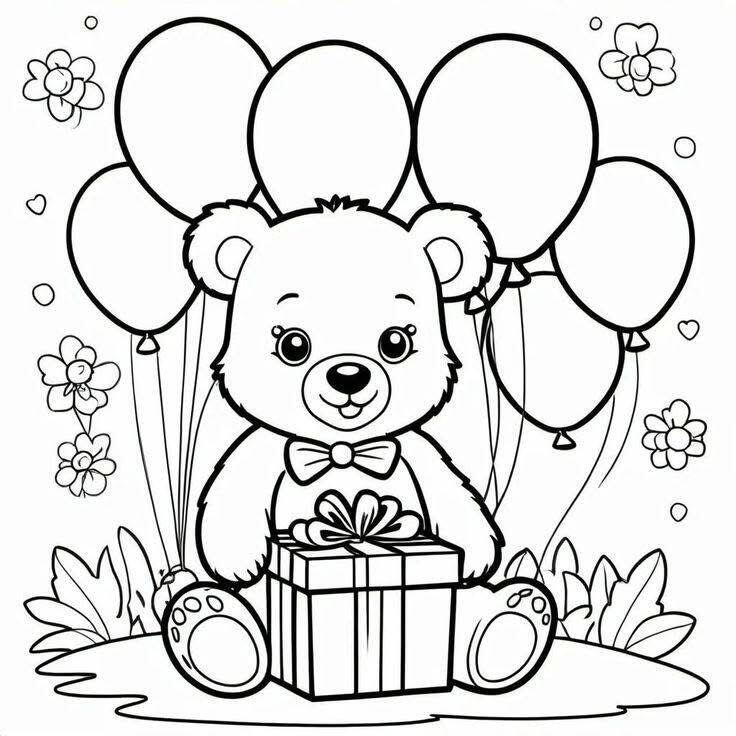 20 bức tranh tô màu chú gấu "siêu dễ thương", giúp bé chơi vui và phát triển trí tưởng tượng - 12