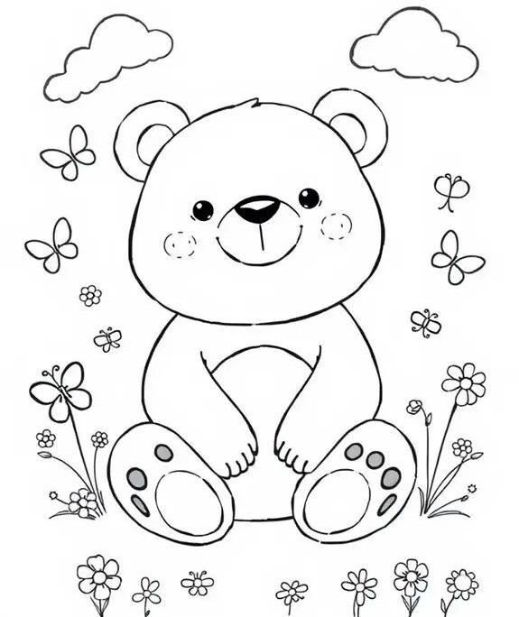 20 bức tranh tô màu chú gấu "siêu dễ thương", giúp bé chơi vui và phát triển trí tưởng tượng - 8